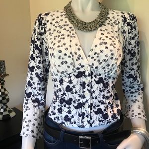 NWT- FREE PEOPLE , Floral Bell Sleeve Crop Top